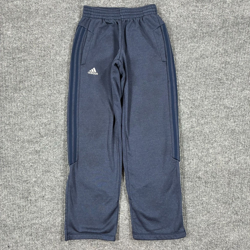 Adidas ClimaWarm Fleece Track Pants Womens Size Small Navy 3 Striped Pull On